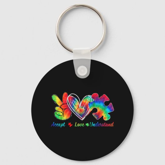 Live Love Acceptan Support Autism Awareness Suppor Sleutelhanger (Voorkant)