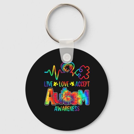 Live Love Acceptan Support Autism Awareness Suppor Sleutelhanger (Voorkant)