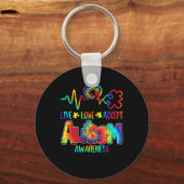 Live Love Acceptan Support Autism Awareness Suppor Sleutelhanger (Voorkant)