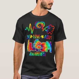 Live Love Acceptan Support Autism Awareness Suppor T-shirt