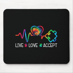 Live Love Accepteer Autism Awareness Heart Beat Ma Muismat