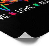 Live Love Accepteer Autism Awareness Heart Beat Ma Poster (Hoek)