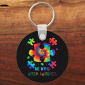 Live Love Accepteer Autism Awareness Tie Dye Autis Sleutelhanger (Voorkant)