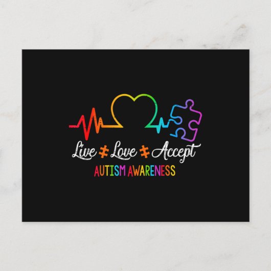 Live Love Accepteer Autism Awareness Tie Dye Puzzl Briefkaart (Voorkant)