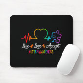 Live Love Accepteer Autism Awareness Tie Dye Puzzl Muismat (Met muis)