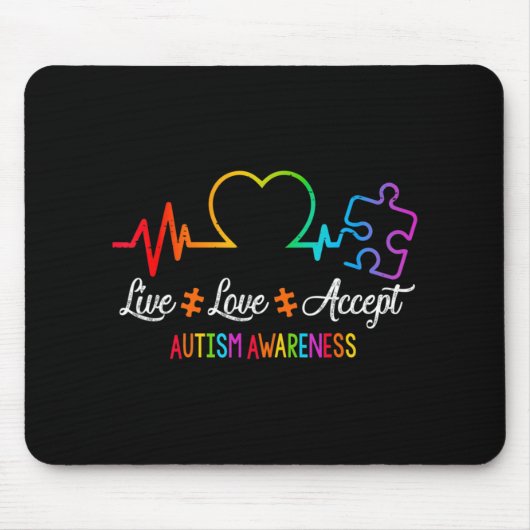 Live Love Accepteer Autism Awareness Tie Dye Puzzl Muismat (Voorkant)