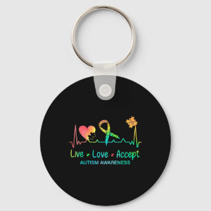Live Love Accepteer Autism Month Tie Dye Mannen Wo Sleutelhanger