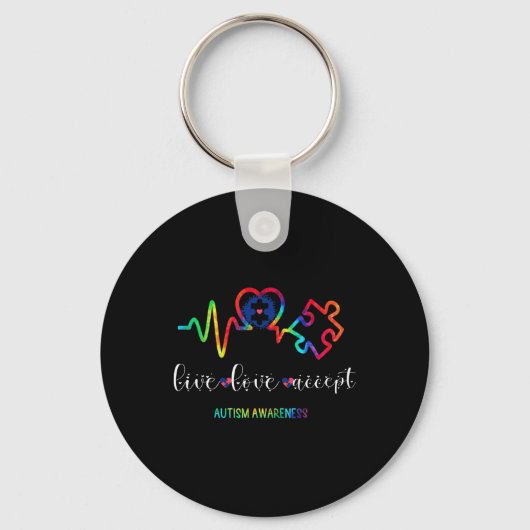 Live Love Accepteer Autisme Awareness 1 Sleutelhanger (Voorkant)