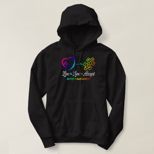 Live Love Accepteer Autisme Awareness Hoodie (Design voorkant)