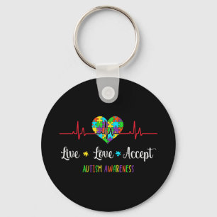 Live Love Accepteer Autisme Awareness Mam, Show ho Sleutelhanger
