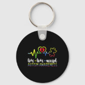 Live Love Accepteer Autisme Awareness Sleutelhanger (Voorkant)