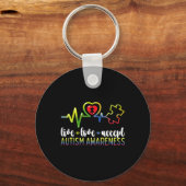 Live Love Accepteer Autisme Awareness Sleutelhanger (Voorkant)