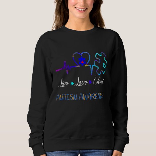 Live Love Accepteer Autisme Awareness Trui (Voorkant)