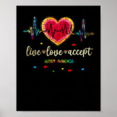 Live Love Accepteert autisme Heart Beat Puzzle Poster (Voorkant)