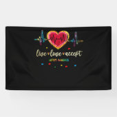 Live Love Accepteert autisme Heart Beat Puzzle Spandoek (Horizontaal)
