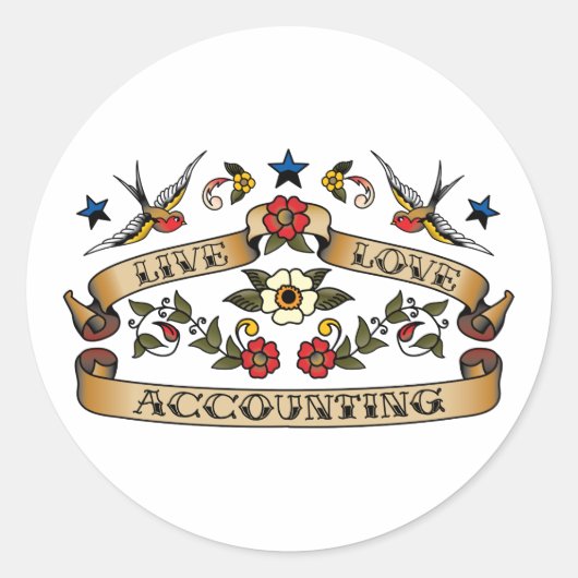 Live Love Accounting Ronde Sticker (Voorkant)