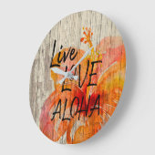 Live Love Aloha Hibiscus Beach Sign Grote Klok (Hoek)