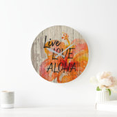 Live Love Aloha Hibiscus Beach Sign Grote Klok (Huis)