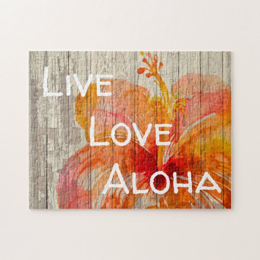 Live Love Aloha Hibiscus Beach Sign Legpuzzel (Horizontaal)
