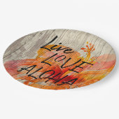 Live Love Aloha Hibiscus Beach Sign Papieren Bordje (Gekanteld)
