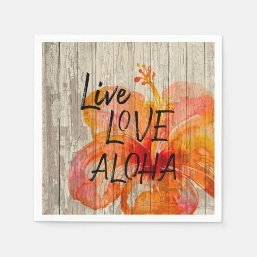 Live Love Aloha Hibiscus Beach Sign Servet (Voorkant)
