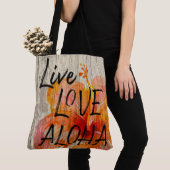 Live Love Aloha Hibiscus Beach Sign Tote Bag (Dichtbij)
