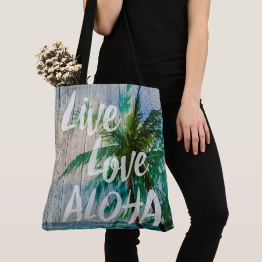 Live Love Aloha Palm Beach Sign Beach Beach Bag Tote Bag (Dichtbij)