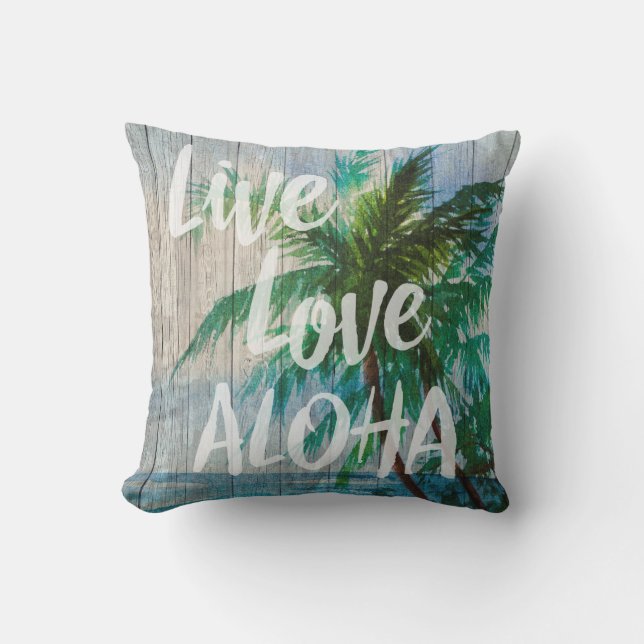 Live Love Aloha Palm Beach Sign Buitenkussen (Voorkant)