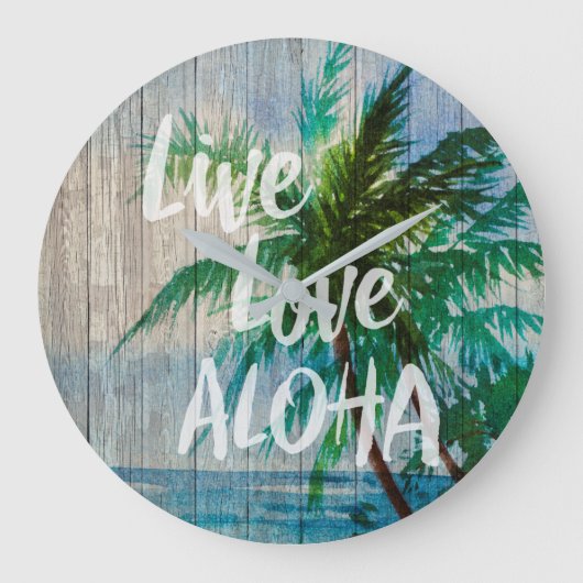 Live Love Aloha Palm Beach Sign Grote Klok (Voorkant)