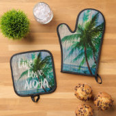 Live Love Aloha Palm Beach Sign Ovenwant & Pannenlap Set (Top down)