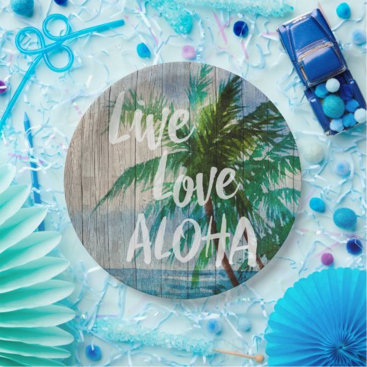 Live Love Aloha Palm Beach Sign Papieren Bordje (Feest)