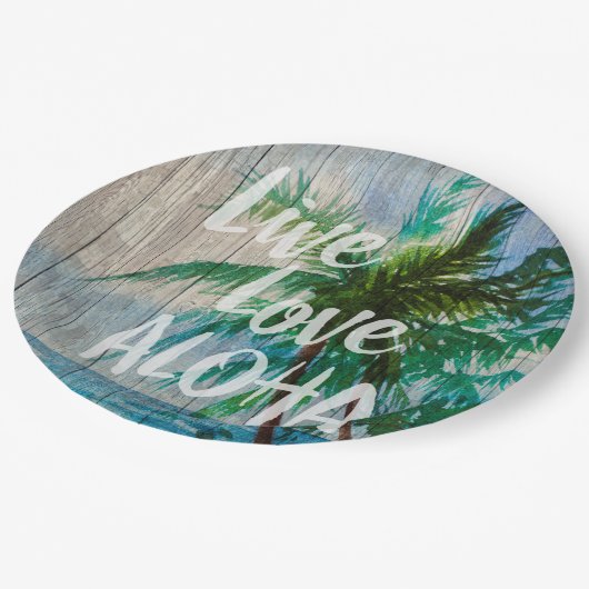 Live Love Aloha Palm Beach Sign Papieren Bordje (Gekanteld)