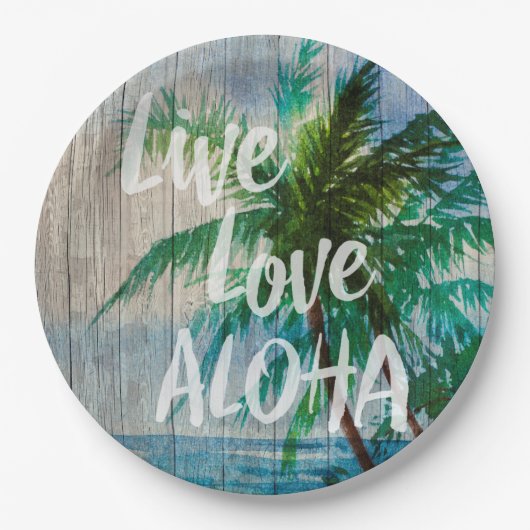 Live Love Aloha Palm Beach Sign Papieren Bordje (Voorkant)
