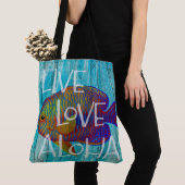 Live Love Aloha Tropical Fish Beach Sign Beach Tote Bag (Dichtbij)