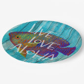Live Love Aloha Tropical Fish Beach Sign Papieren Bordje (Gekanteld)