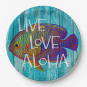 Live Love Aloha Tropical Fish Beach Sign Papieren Bordje (Voorkant)