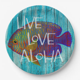 Live Love Aloha Tropical Fish Beach Sign Papieren Bordje