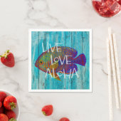 Live Love Aloha Tropical Fish Beach Sign Servet (Insitu)