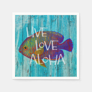 Live Love Aloha Tropical Fish Beach Sign Servet