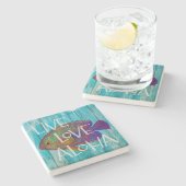 Live Love Aloha Tropical Fish Beach Sign Stenen Onderzetter (Zijkant)