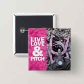 Live Love and Pitch Hoefijzers Vierkante Button 5,1 Cm (Voorkant /achterkant)