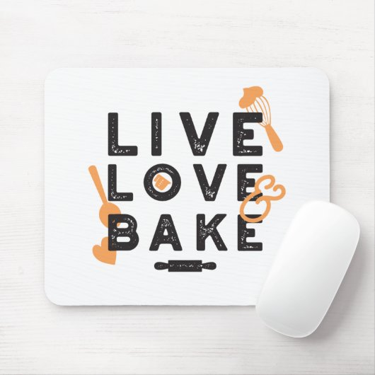 Live Love Bake Baker Life Quottes I Muismat (Met muis)