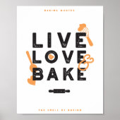 Live Love Bake Baker Life Quottes I Poster (Voorkant)