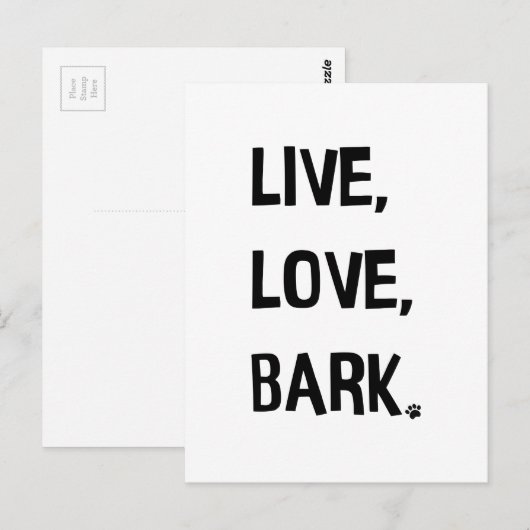 Live, Love, Bark Briefkaart (Voorkant / Achterkant)