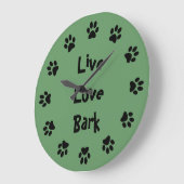 Live Love Bark Paw Drukt wandklok af (Hoek)
