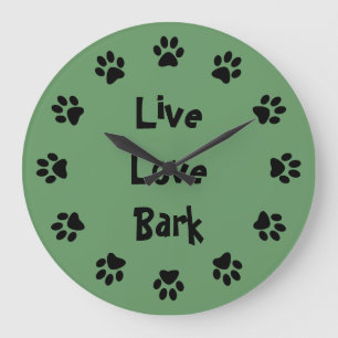 Live Love Bark Paw Drukt wandklok af