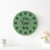 Live Love Bark Paw Drukt wandklok af (Huis)