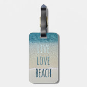 Live Love Beach Turquoise Blue Ocean Surf Waves Bagagelabel (Achterkant verticaal)