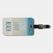 Live Love Beach Turquoise Blue Ocean Surf Waves Bagagelabel (Achterkant horizontaal)