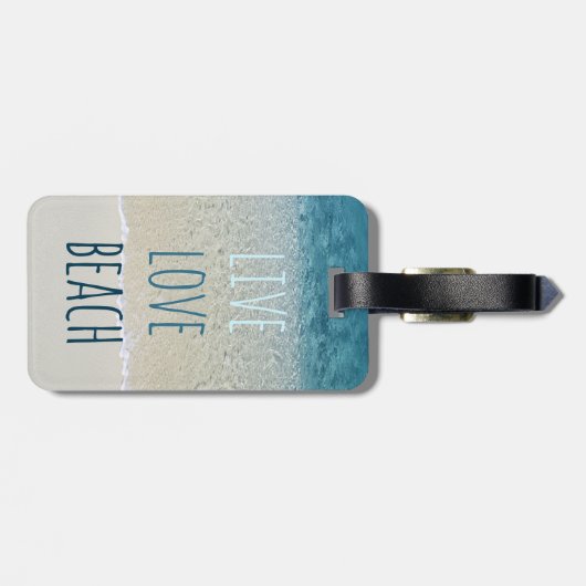 Live Love Beach Turquoise Blue Ocean Surf Waves Bagagelabel (Achterkant horizontaal)
